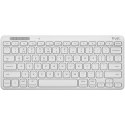 Tastatura Trust Lyra Wireless, conexiune USB-A, USB-C 1.1, distanta acoperire wireless 10m, 1x AAA baterie, compatibila cu laptop, pc, Bluetooth devices, tableta, alba