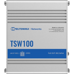 TELTONIKA INDUSTRIAL 5PORT Unmanaged POE+ Switch TSW100, Interfata: 5 x ETH ports, 10/100/1000 Mbps, supports auto MDI/MDIX crossover, Standarde retea: 802.3i, 802.3u, 802.3ab, 802.3x, 802.3az, 802.3ad, Porturi POE:1-4, POE Budget: 120W, Latime de banda: