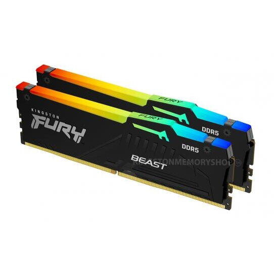 Memorie RAM Kingston, DIMM, DDR5, 64GB, 5600MHz, CL36, 1.25V, FURY, RGB, Kit of 2