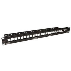 Patch panel 19'', 1U, 24 porturi neechipat, pentru conectori Keystone, cu bare de gestionare a cablurilor - Molex