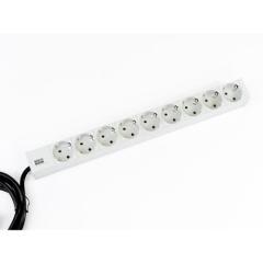 Bachmann IT PDU 9x prize Schuko, in Schuko,  impamantare, fara intrerupator, 2 metri, RAL 7035, Aluminiu