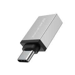 Borofone BV3 / Adaptor OTG  incarcare si transfer, USB to Type-C, Aluminiu, Argintiu