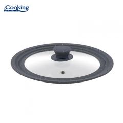 CAPAC STICLA CU MARGINE DIN SILICON AJUSTABILA PE 3 DIMENSIUNI 28/30/32 CM, GRI, COOKING BY HEINNER