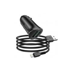 Incarcator Auto cu cablu Lightning HOCO Z39, 2 X USB, Quick Charge, 18W, Negru