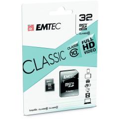 MicroSDXC Emtec, 32GB, Clasa 10 UHS-I, R/W 20/12 MB/s, include adaptor SD, (pentru telefon)