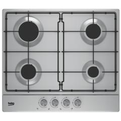 Plita cu gaz incorporabila Beko HIAG64223SX, 4 arzatoare, suprafata inox, panou butoane frontal, supapa de siguranta la stingerea flacarii, suporturi emailate pentru pentru vasele de gatit, autoaprindere integrata în buton, High-Efficiency™ Gas Burner, di