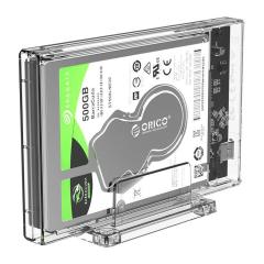 Rack HDD Orico 2159C3 USB 3.1 2.5” transparent, protocol USAP si TRIM, include suport, compatibil cu HDD/SSD 2.5” SATA (grosimemaxima 9.5mm), capacitate maxima: 4TB , conectivitate USB 3.1 6Gbps, constructie din plastic, include cablu USB 3.1, plug and pl